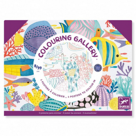 Jocuri Creative - Mapa cu 3 postere de colorat motive japoneze, Djeco