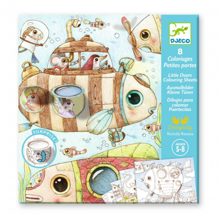 Jocuri Creative - Planse de colorat cu surprize Calatoria lui Malo, Djeco