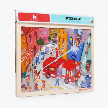 Puzzle-uri - Puzzle din lemn - Pompieri in actiune