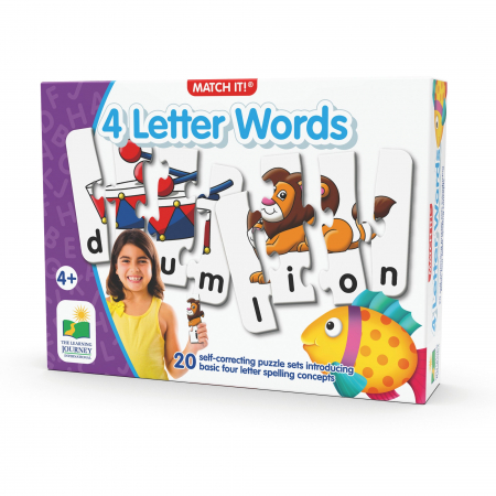 3-6 ani - Puzzle Potriveste Cuvintele Din 4 Litere - Eng
