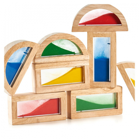 Rainbow Blocks cu nisip colorat, Guidecraft [3]