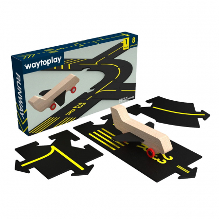 Jocuri Educative - Runway, pista aeroport Waytoplay cu avion din lemn