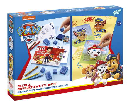6-99 - Set creativ 2 in 1, Set stampile si margele de calcat Paw Patrol, Patrula Catelusilor