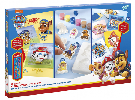 6-99 - Set creativ 3 in 1, Decoreaza cu margele, modeleaza cu ipsos si picteaza cu pixeli