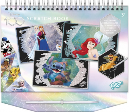 3-6 ani - Set creativ de razuit si colorat Editie Aniversara Disney 100 de ani