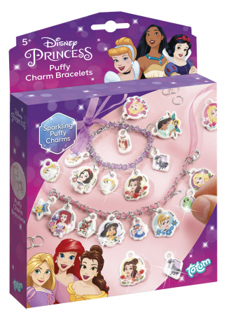 Jocuri Creative - Set creativ DIY Bratari cu pandantive moi 2D cu slipici, Disney Princess