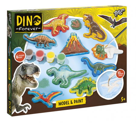 Jocuri Creative - Set creativ DIY Modeleaza si picteaza dinozauri