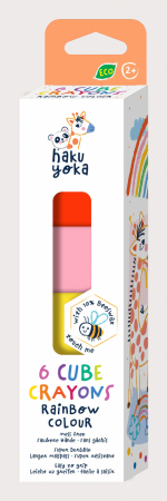 Jocuri Creative - Set de 6 creioane cerate in forma de cub, Haku Yoka - culori curcubeu