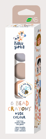 Jocuri Creative - Set de 6 creioane cerate in forma de margele, Haku Yoka - culori Nude