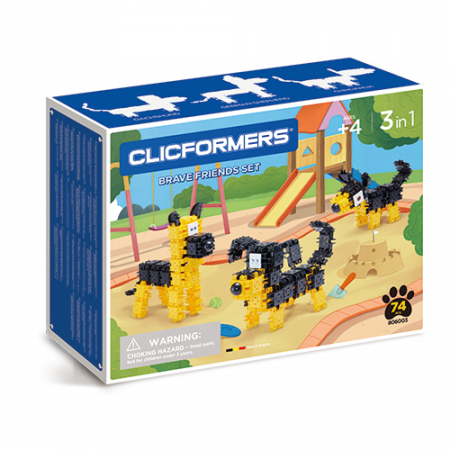 Jocuri Educative - Set de construit Clicformers- Catei prietenosi, 74 piese