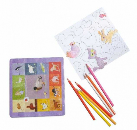 3-6 ani - Set de desen cu piese magnetice, Animale