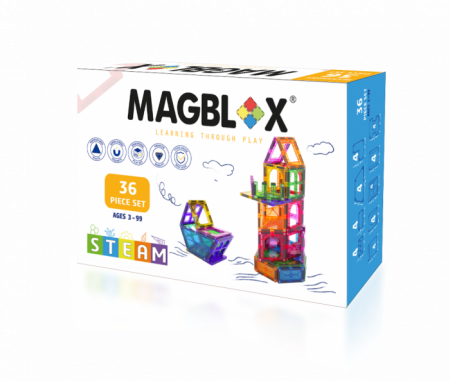 Jocuri Magnetice - Set magnetic Magblox - 36 piese magnetice accesorii pentru constructie