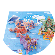 Puzzle educativ - Curiozități de pe mapamond - 350 de piese, Janod J02677