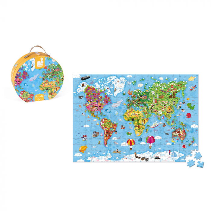 Puzzle gigant - Harta lumii - 300 de piese, Janod J02775 [4]