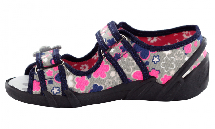 Sandale fete cu motive florale (cu scai), din material textil [4]