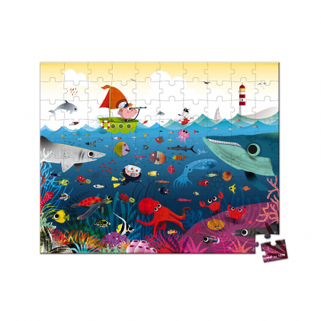 Puzzle în cutie - Lumea subacvatică - 100 de piese, Janod J02947 [1]