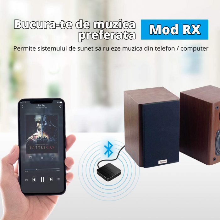Adaptor Bluetooth 2 in 1, LittleDomi, Transmitator si Receptor TX/RX, HD, RCA, AUX jack 3.5 mm pentru Casti, TV, Masina, Sistem Audio, Home Cinema, Laptop, PC, Versiune Bluetooth 5.0, Negru [5]