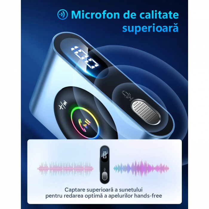 Adaptor Bluetooth 5.3, LittleDomi, Noise Cancelling, HiFi Bass, Microfon Dual, AUX 3.5mm, Dubla Conexiune, LCD LED, Transmitator si Receptor TX/RX pentru Casti, TV, Masina, Sistem Audio, Home Cinema, [2]