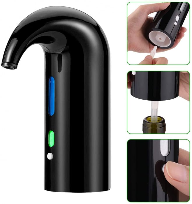 Aerator Electric, Decantor pentru Vin Alb, Rosu sau Roze, Reincarcabil, Acumulator 3.7V [3]
