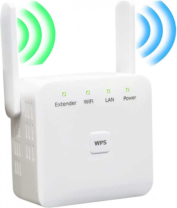 Amplificator Semnal Retea Wireless, LittleDomi, WiFi repeater 300Mbps, 802.11n.b.g., Retea 2.4 GHz, Conexiune WPA si WPA2, 2 Antene Externe, Port LAN, Alb [2]