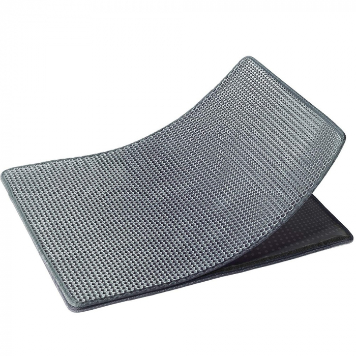 Covor pentru Litiera, LittleDomi, pentru Adunarea Granulelor de Nisip pentru Pisici, Strat Dublu Tip Fagure, Material Rezistent la Apa, Lavabil, Impermeabil, Usor de Curatat, 45x60 cm, Negru [7]