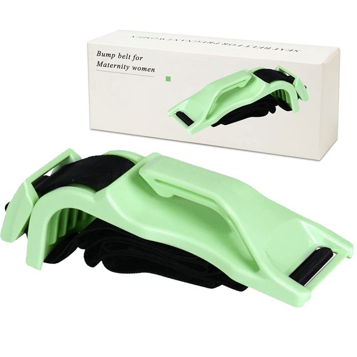 Deviator Centura, LittleDomi, pentru siguranta auto Gravide, Ajustabil, Universal, ABS, Verde [6]