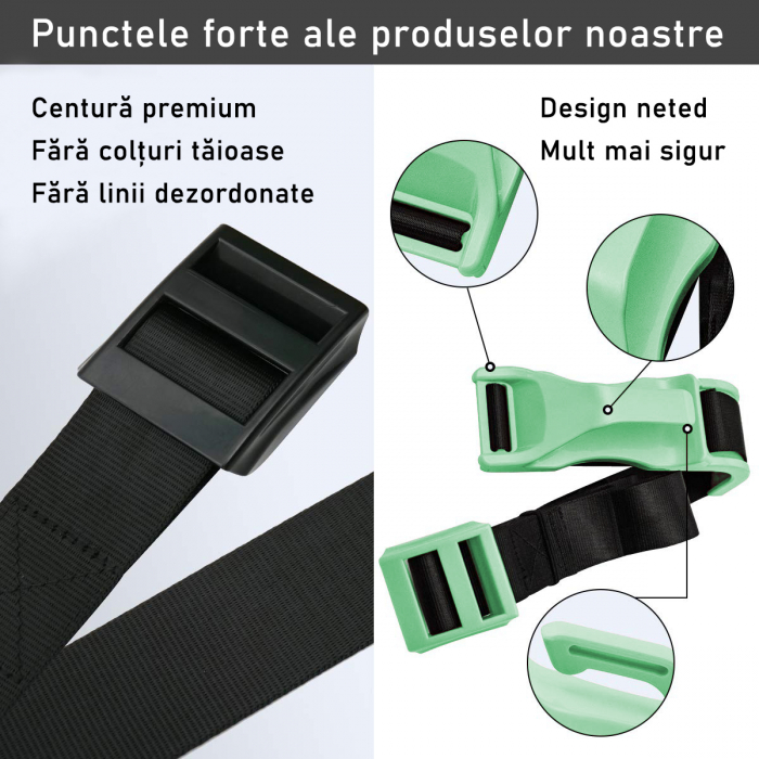 Deviator Centura, LittleDomi, pentru siguranta auto Gravide, Ajustabil, Universal, ABS, Verde [2]