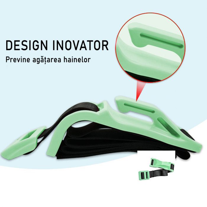 Deviator Centura, LittleDomi, pentru siguranta auto Gravide, Ajustabil, Universal, ABS, Verde [5]