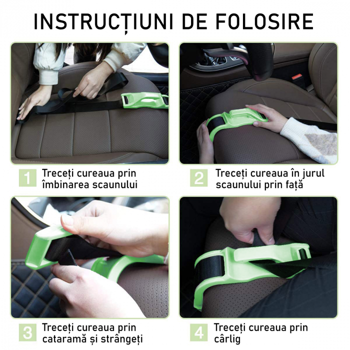 Deviator Centura, LittleDomi, pentru siguranta auto Gravide, Ajustabil, Universal, ABS, Verde [4]