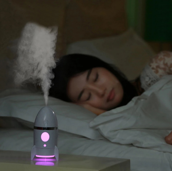 Difuzor aromaterapie si umidificator cu ultrasunete, Racheta LittleDomi, portabil, 135 ml,Roz [3]