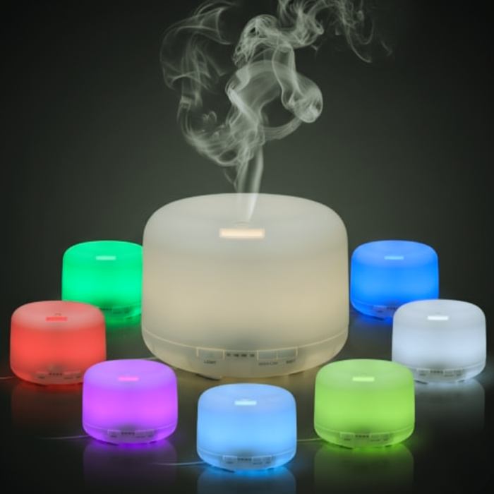 Difuzor Aromaterapie,Umidificator cu Ultrasunete LittleDomi,Lampa de veghe cu Telecomanda, 500 ml,16 ore, silentios, Alb [5]