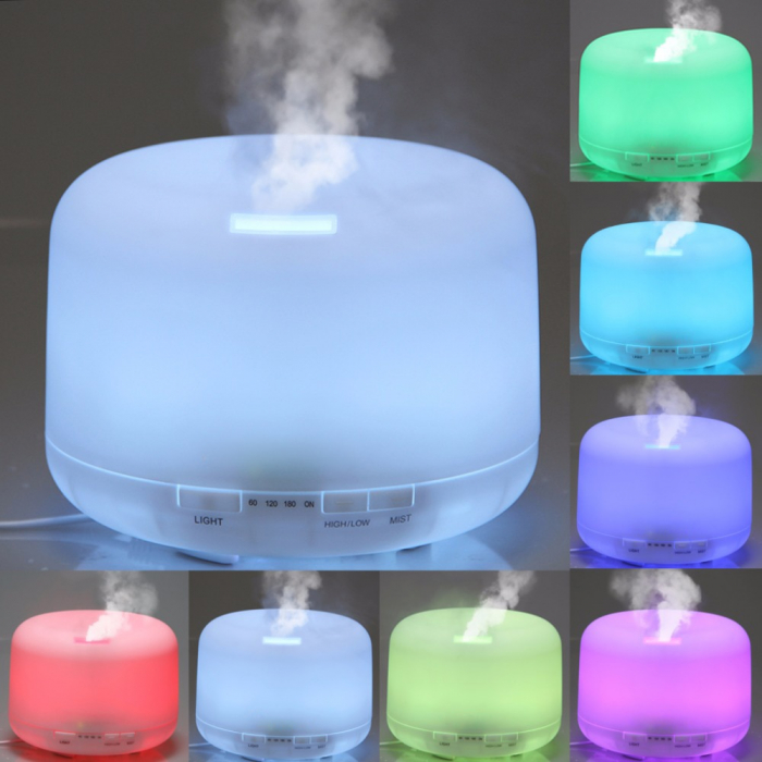 Difuzor Aromaterapie,Umidificator cu Ultrasunete LittleDomi,Lampa de veghe cu Telecomanda, 500 ml,16 ore, silentios, Alb [6]