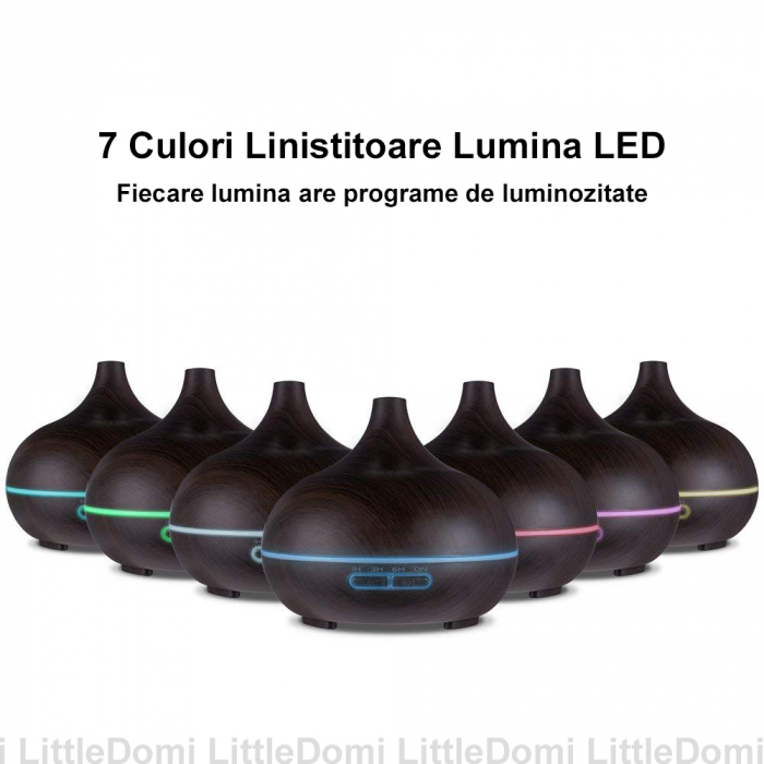 Difuzor uleiuri esentiale aromaterapie LittleDomi, 7 Culori LED, 4 Programe,telecomanda si cu oprire automata, Fara BPA, Rezervor 500ml [3]