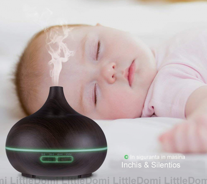 Difuzor uleiuri esentiale aromaterapie LittleDomi, 7 Culori LED, 4 Programe,telecomanda si cu oprire automata, Fara BPA, Rezervor 500ml [5]