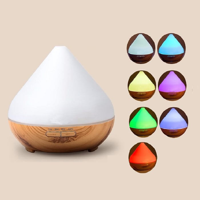 Difuzor Ultrasonic pentru Aromaterapie cu Uleiuri Esentiale,LittleDomi,Lumina Led 7 Culori,capacitate 300 ml,Alb [2]