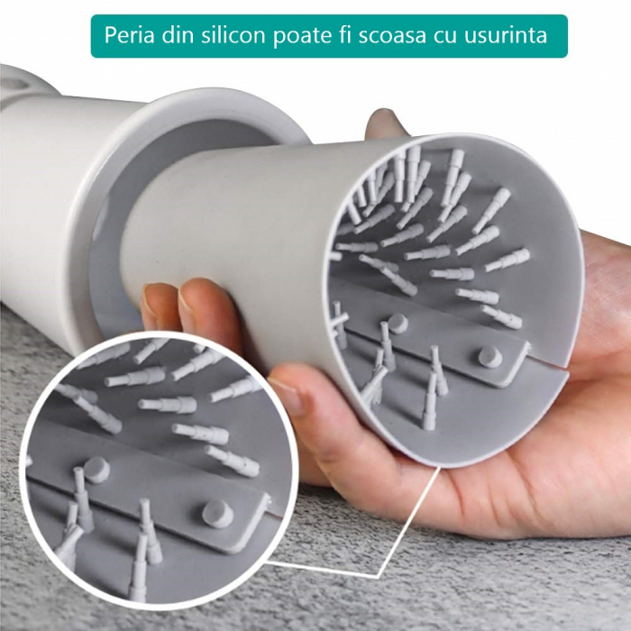 Dispozitiv Curatare, Igienizare si Dezinfectare Labute, Pentru Caini si Pisici, Electric, Rotire 360°, Perie din Silicon Moale, Portabil, Acumulator, Alb [6]