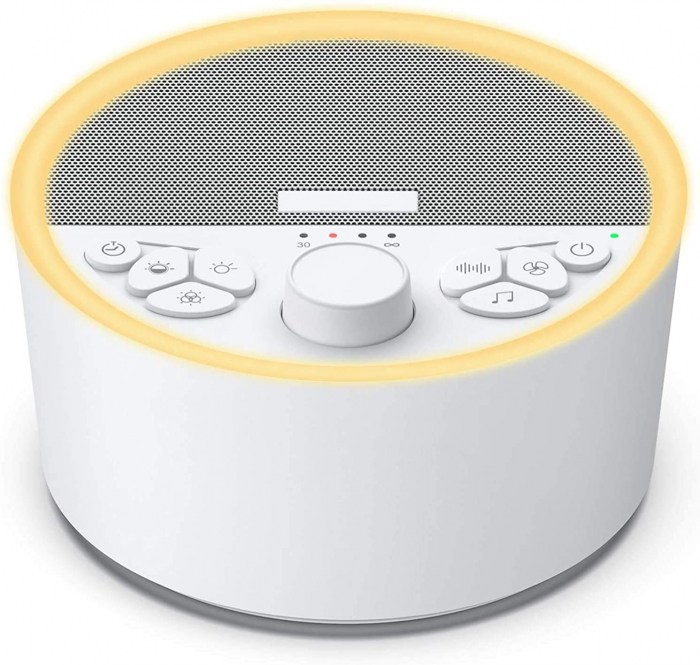 Dispozitiv Sunet Alb, LittleDomi, Terapie, Reincarcabil, Timer, Functie Memorie, Portabil, Autonomie 10h, pentru Bebelusi si Adulti, 29 sunete, White Noise, Lampa de Veghe cu Reglare Intensitate Lumin [1]