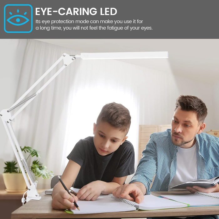 Lampa de birou LED, LittleDomi, Brat Oscilant cu Clema, Inaltime Ajustabila, 3 Moduri de Iluminare, 10 Trepte de Intesitate, Memorie, Protectie Ochi, Temperatura de Culoare Reglabila 2700-6500K, pentr [5]