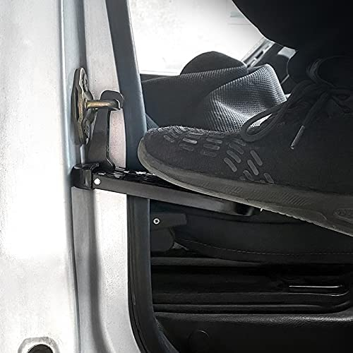 Pas cu Carlig Pliabil Multifunctional pentru Usa Masinii, cu Functie de Ciocan de Siguranta, Scara cu Pedala Mini, Ajuta la Imbarcarea pe Acoperis, Universal, Negru [2]