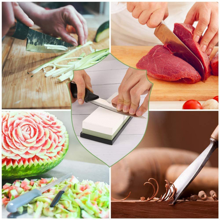 Piatra pentru Ascutirea Cutitelor prin Slefuire, LittleDomi, cu Suport din Silicon, 2 Granulatii 3000/8000, Ghidaj Unghiular, Ascutire, Finisare, Indreptare [6]