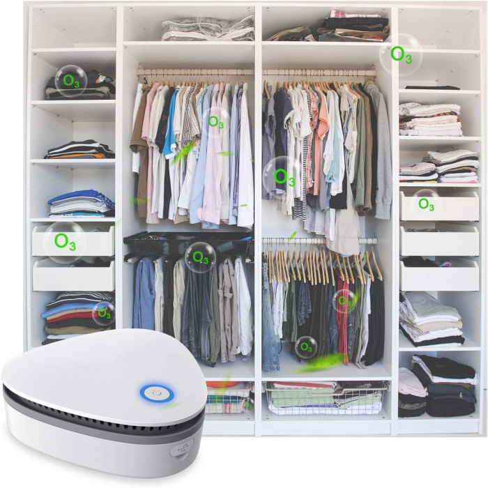 Purificator de Aer cu Ozon, LittleDomi, 3 Moduri, 5W, 1800mAh, Elimina Mirosurile pentru Suprafete Mici, Masina, Dressing, Frigider, Geanta Sala, Baie, Birou, Sterilizare, Dezinfectare, Alb [4]