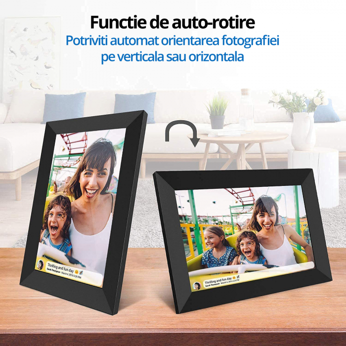 Rama Foto Digitala, LittleDomi, WiFi, Poze/Video, Landscape/Portret, 8 inch, Rezolutie 1280x800 HD IPS, Capacitate 16 GB, slot USB, Card SD, Difuzor, Aplicatie, Negru [6]