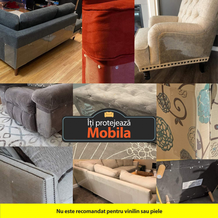 Set 10 Folii One Size, Protectie Impotriva Zgarieturilor de Pisici si Caini pentru Obiecte din Lemn sau Material Textil, Pat, Canapea, Scaun, Usa, Covor, Polietilena Autoadeziva, Rezistenta la Apa, 40 [3]