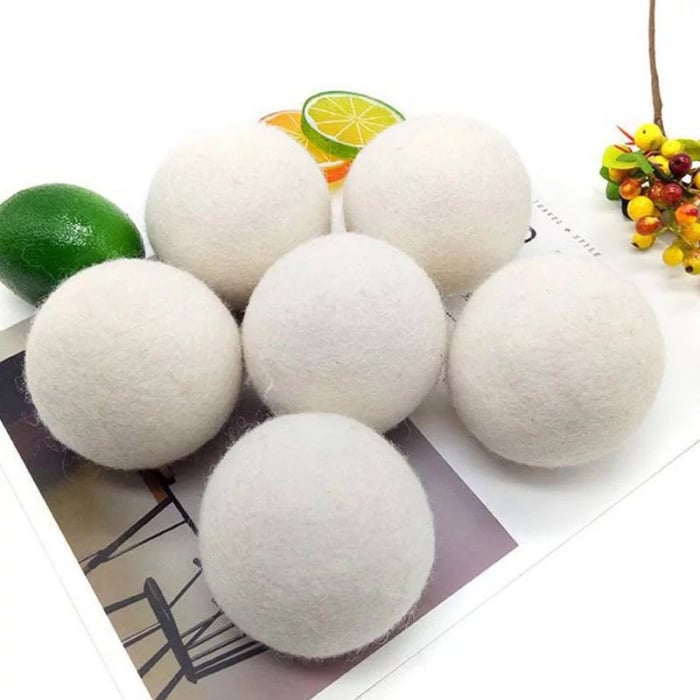 Set 6 Bile din Lana 100% pentru Uscator - Natural, Reutilizabil, Reduc Cutele de Imbracaminte, Economiseste Timpul de Uscare, Alternativa la Bilele de Plastic si Balsamul Lichid, Saculet Depozitare, A [3]