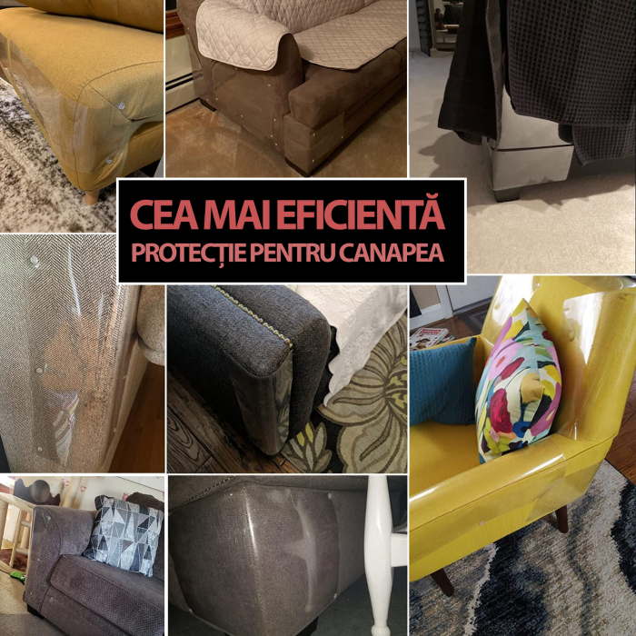 Set 6 Folii Protectie Impotriva Zgarieturilor de Pisici si Caini pentru Obiecte din Lemn sau Material Textil, Pat, Canapea, Scaun, Usa, Covor, Polietilena Autoadeziva, Rezistenta la Apa, 24 agrafe, Tr [5]