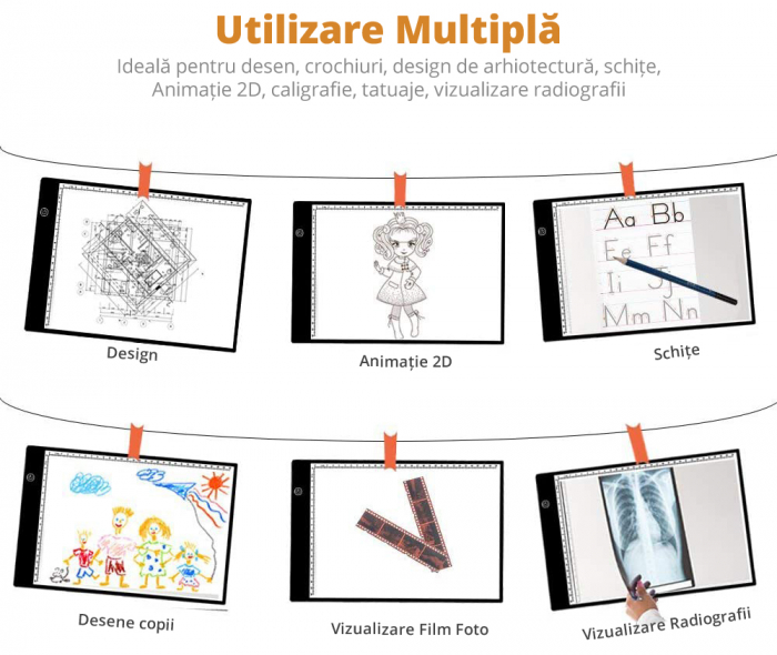 Tableta LED Grafica A3, LittleDomi, Mini USB, Luminozitatea Reglabila, pentru Desen, Schite sau Animatie, Negru [5]