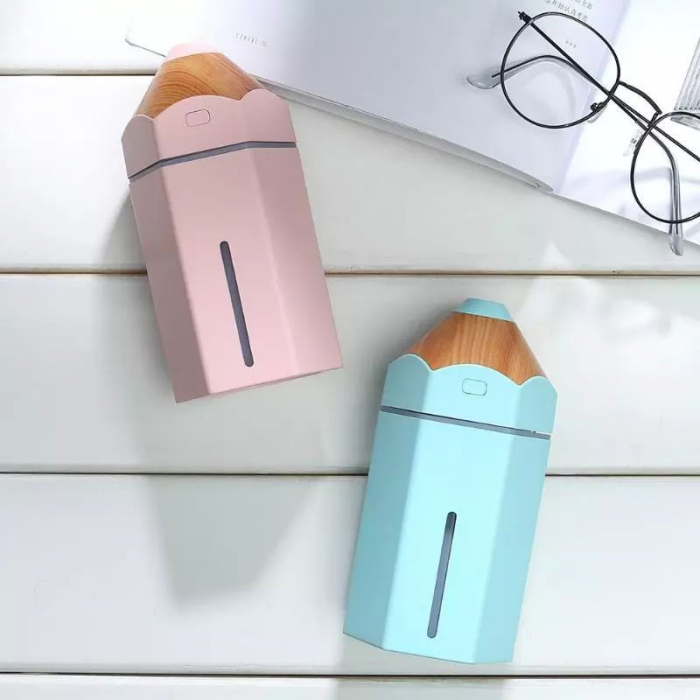 Umidificator tip creion pentru casa sau masina, Aromaterapie cu ultrasunete, lumina LED, difuzor de aroma LittleDomi,230 ml, Albastru [4]