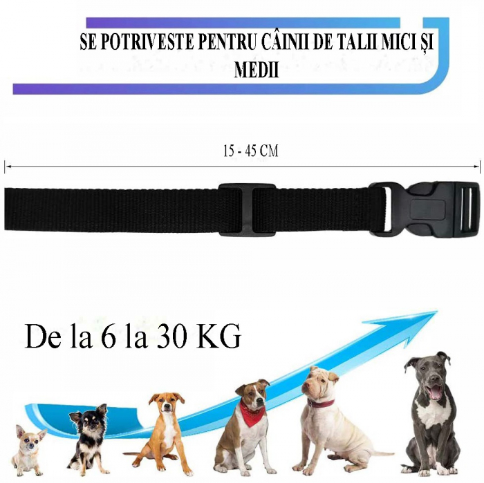 Zgarda Anti-latrat Automata, Ajustabila, Sunet, Impulsuri pe 7 nivele, Rezistenta la Apa, Praf, Zapada, Negru [4]