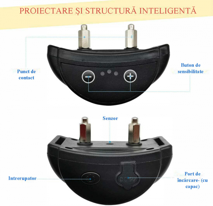 Zgarda Anti-latrat Automata, Ajustabila, Sunet, Impulsuri pe 7 nivele, Rezistenta la Apa, Praf, Zapada, Negru [6]