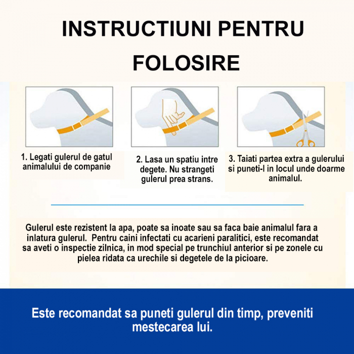Zgarda Antiparazitara, LittleDomi, pentru Purici si Capuse, Protectie pana la 8 luni pentru Caini, Fara Alergeni, 6.2x1.3cm, Silicon, Gri [4]